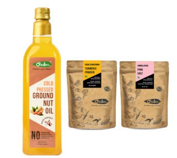 Orgatma Combo Pack – Groundnut Oil(1ltr) + Himalayan salt (1kg) + High curcumin turmeric (500gm)