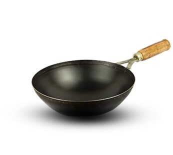 Orgatma Pure Iron Induction Kadai with Wooden Handle – Traditional Cooking with Modern Compatibility